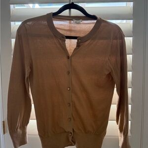J. Crew Tan Clare Cardigan Sweater Cotton Pearl Buttons Capsule Casual Small